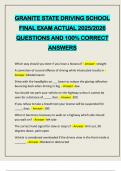 GRANITE STATE DRIVING SCHOOL FINAL EXAM ACTUAL 2025&sol;2026 QUESTIONS AND 100&percnt; CORRECT ANSWERS