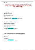 ALASKA ALCOHOL AWARENESS TEST PRACTICE&semi; ACTUAL EXAM Q&A