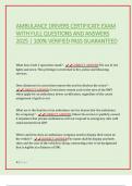 AMBULANCE DRIVERS CERTIFICATE EXAM  WITH FULL QUESTIONS AND ANSWERS  2025 &vert; 100&percnt; VERIFIED &vert; PASS GUARANTEED