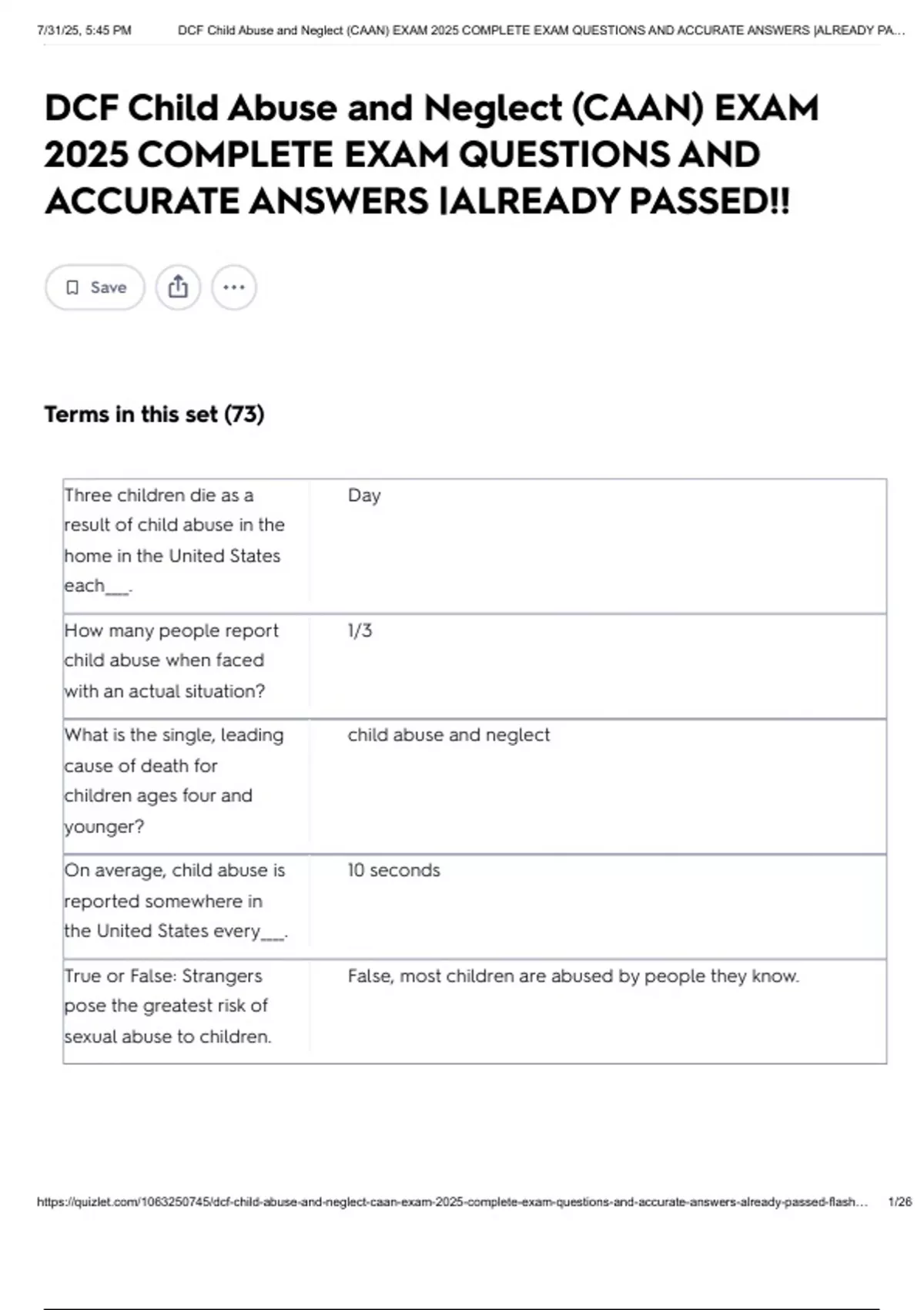DCF Child Abuse and Neglect (CAAN) EXAM 2025 COMPLETE EXAM QUESTIONS ...
