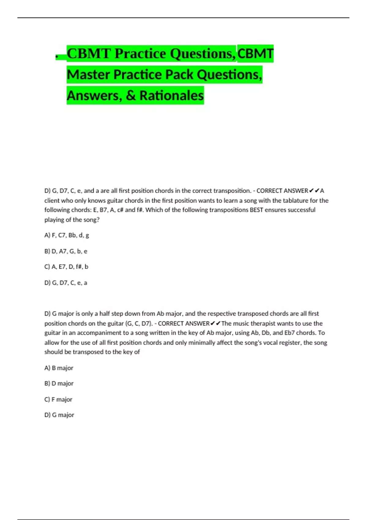 CBMT Practice Questions, CBMT Master Practice Pack Questions, Answers ...