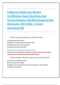 California Utility Line Worker  Certification Exam Questions And  Correct Answers &lpar;Verified Answers&rpar; Plus  Rationales 2025 Q&A &vert; Instant  Download Pdf
