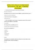 EFFECTIVE POLICE SUPERVISION QUESTIONS AND 100&percnt; VERIFIED ANSWER
