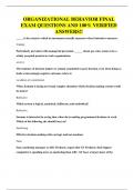 ORGANIZATIONAL BEHAVIOR FINAL EXAM QUESTIONS AND 100&percnt; VERIFIED ANSWERS