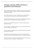 Portage Learning- BIOD 101 Exam 1 Questions And Answers