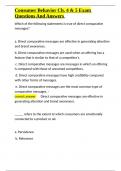 Consumer Behavior Ch&period; 4 & 5 Exam Questions And Answers&period;docx