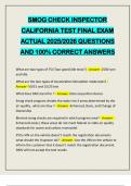 SMOG CHECK INSPECTOR CALIFORNIA TEST FINAL EXAM ACTUAL 2025&sol;2026 QUESTIONS AND 100&percnt; CORRECT ANSWERS