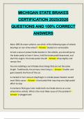MICHIGAN STATE BRAKES CERTIFICATION 2025&sol;2026 QUESTIONS AND 100&percnt; CORRECT ANSWERS
