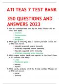 ATI TEAS 7 TEST BANK  350 QUESTIONS AND  ANSWERS 2023 