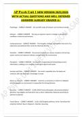 AP Psych Unit 1 NEW VERSION 2025&sol;2026  WITH ACTUAL QUESTIONS AND WELL DEFIENED  ANSWERS ALREADY GRADED A&plus; 