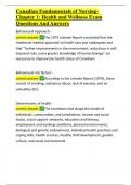Canadian Fundamentals of Nursing- Chapter 1 Health and Wellness Exam Questions And Answers&period;docx