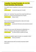Canadian Nursing Principles ch&period; 1&comma;2&comma;7&comma;26 Exam Questions And Answers&period;docx