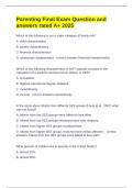 Parenting Final Exam Question and answers rated A&plus; 2025