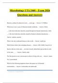 Microbiology UTA 2460 &ndash; Exam 2026 Questions and Answers