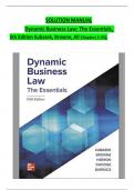 SOLUTION MANUAL Dynamic Business Law&colon; The Essentials&comma; 5th Edition Kubasek&comma; Browne&comma; All Chapters 1-25&rpar;&comma; &emsp;