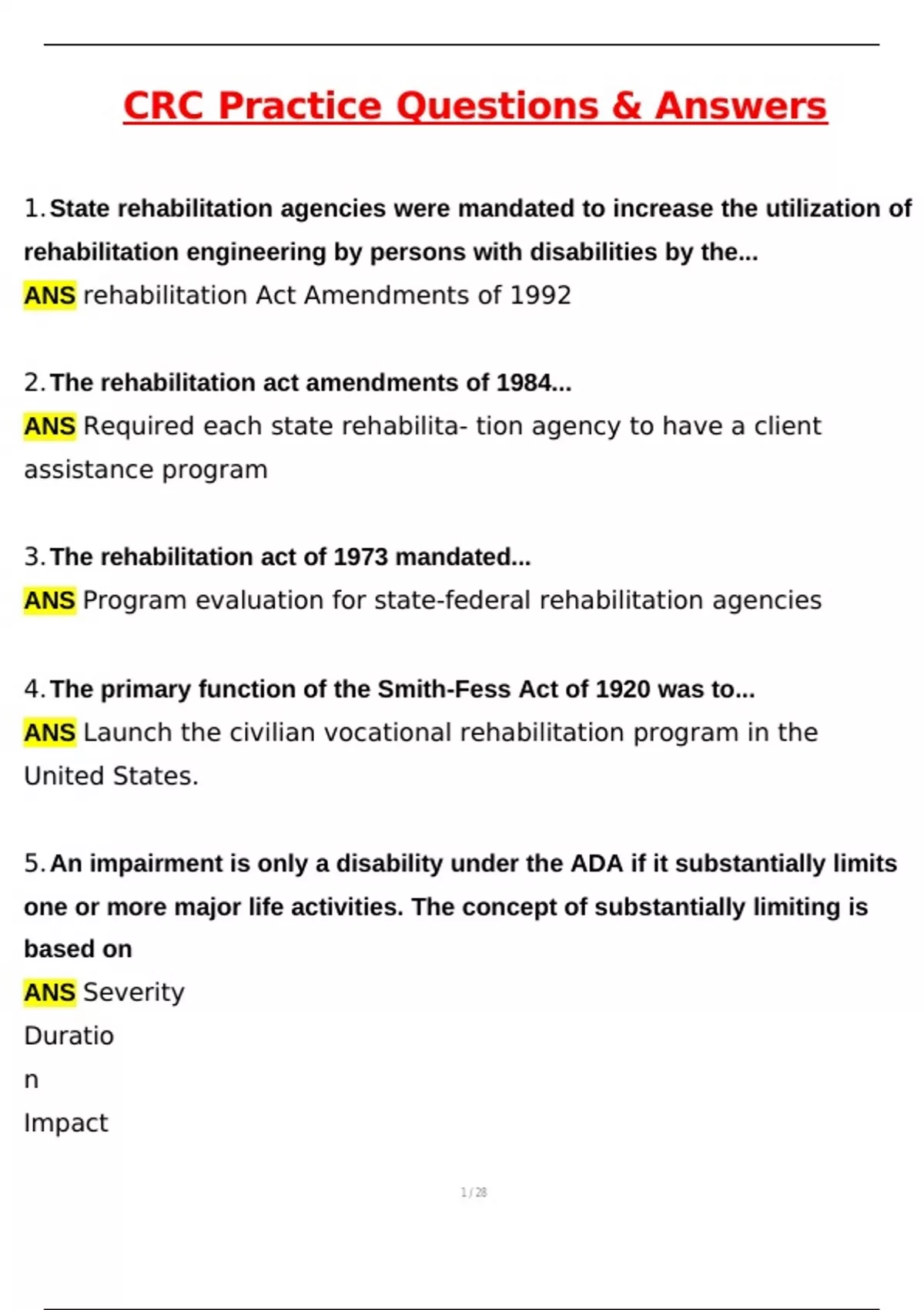 CRC Practice Questions Latest 2025 Actual Questions and Verified ...