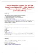 Certified Specialist Payment Rep &lpar;HFMA&rpar; Exam &lpar;Latest Update 2025 &sol; 2026&rpar; Questions & Answers &vert; Grade A &vert; 100&percnt; Correct &lpar;Verified Solutions&rpar;
