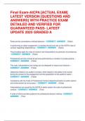 Final Exam-AICPA &lbrack;ACTUAL EXAM&rsqb;  LATEST VERSION &lbrack;QUESTIONS AND  ANSWERS&rsqb; WITH PRACTICE EXAM  DETAILED AND VERIFIED FOR  GUARANTEED PASS- LATEST  UPDATE 2025 GRADED A 