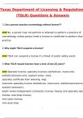TDLR Texas Department of Licensing & Regulations Latest 2025 Actual Questions and Verified Answers &lpar;2025 &sol; 2026&rpar; A&plus; Grade 100&percnt; Guarantee Verified by Experts