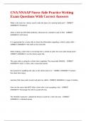 CNA NNAAP Nurse Aide Practice Writing Exam Questions With Correct Answers&period;