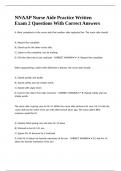 NNAAP Nurse Aide Practice Written Exam 2 Questions With Correct Answers