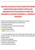 AHA PALS EXAM ACTUAL EXAM TEST BANK Latest 2025 Actual Questions and Verified Answers &lpar;2025 &sol; 2026&rpar; A&plus; Grade 100&percnt; Guarantee Verified by Experts