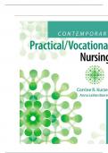 TEST BANK FOR Contemporary Practical&sol;Vocational Nursing 9th Edition by Corinne Kurzen&comma; Anna LaVon Barrett ISBN&colon; 978-1975136215 COMPLETE GUIDE ALL CHAPTERS COVERED WITH RATIONALES 100&percnt; VERIFIED A&plus; GRADE ASSURED&excl;&excl;&excl;&excl;&excl;NEW LATEST UPDATE&excl;&excl;&excl;&excl;&excl;