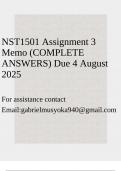 NST1501 Assignment 3 Memo &lpar;COMPLETE ANSWERS&rpar;  Due 4 August 2025