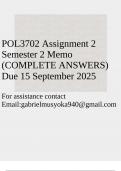 POL3702 Assignment 2 Semester 2 Memo &lpar;COMPLETE ANSWERS&rpar; Due 15 September 2025