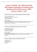 &period; Exam 4&colon; NSG300 &sol; NSG 300 &lpar;Latest 2024 &sol; 2025 Update&rpar; Foundations of Nursing Exam &vert; Questions and Verified Answers &vert; 100&percnt; Correct &vert; Grade A - GCU