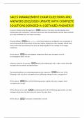 SALES MANAGEMENT-EXAM QUESTIONS AND ANSWERS 2025&sol;2026 UPDATE WITH COMPLETE SOLUTIONS &lpar;GRADED A&plus;&rpar; DETAILED ANSWERS&excl;&excl;