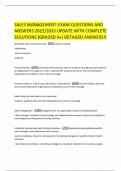 SALES MANAGEMENT-EXAM QUESTIONS AND ANSWERS 2025&sol;2026 UPDATE WITH COMPLETE SOLUTIONS &lpar;GRADED A&plus;&rpar; DETAILED ANSWERS&excl;&excl;