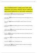 SALES MANAGEMENT-EXAM QUESTIONS AND ANSWERS 2025&sol;2026 UPDATE WITH COMPLETE SOLUTIONS &lpar;GRADED A&plus;&rpar; DETAILED ANSWERS&excl;&excl;
