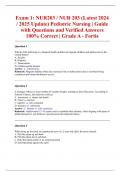 Exam 1&colon; NUR203 &sol; NUR 203 &lpar;Latest 2024 &sol; 2025 Update&rpar; Pediatric Nursing &vert; Guide with Questions and Verified Answers 100&percnt; Correct &vert; Grade A - Fortis