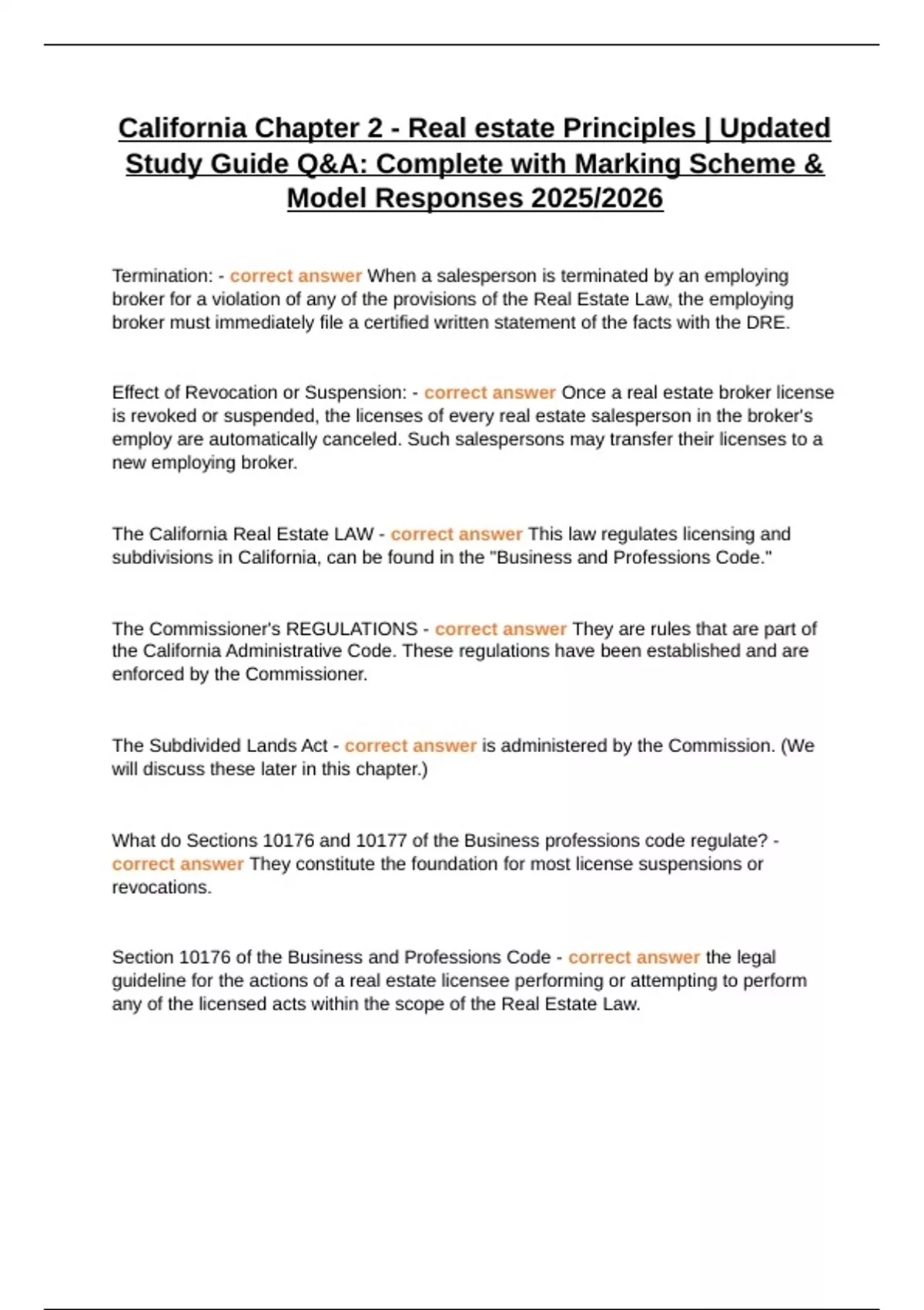 California Chapter 2 - Real estate Principles | Updated Study Guide Q&A ...