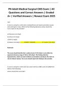 PN Adult Medical Surgical CMS Exam &vert; All Questions and Correct Answers &vert; Graded A&plus; &vert; Verified Answers &vert; Newest Exam 2025