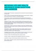 MICHIGAN LIFE AND HEALTH INSURANCE EXAM QUESTIONS AND ANSWERS  