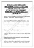 INDIANA LIFE & HEALTH  INSURANCE EXAM LATEST 2024 2025 WITH 172 ACTUAL  QUESTIONS AND CORRECT  VERIFIED ANSWERS ALREADY  GRADED A&plus;   