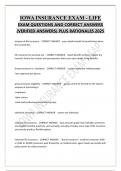 IOWA INSURANCE EXAM - LIFE  EXAM QUESTIONS AND CORRECT ANSWERS  &lpar;VERIFIED ANSWERS&rpar; PLUS RATIONALES 2025   