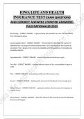 IOWA LIFE AND HEALTH  INSURANCE TEST EXAM QUESTIONS  AND CORRECT ANSWERS &lpar;VERIFIED ANSWERS&rpar;  PLUS RATIONALES 2025 