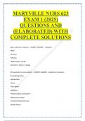 MARYVILLE NURS 623  EXAM 1 &lpar;2025&rpar;  QUESTIONS AND  &lpar;ELABORATED&rpar; WITH  COMPLETE SOLUTIONS    