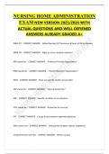 NURSING HOME ADMINISTRATION  EXAM NEW VERSION 2025&sol;2026 WITH  ACTUAL QUESTIONS AND WELL DEFIENED  ANSWERS ALREADY GRADED A&plus; 