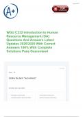 WGU C232 Introduction to Human Resource Management &lpar;OA&rpar; Questions And Answers Latest Updates 2025&sol;2026 With Correct Answers 100&percnt; With Complete Solutions Pass Guaranteed 