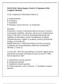 NSGD 2216 Critical Inquiry Week 6-11 Questions With Complete Solutions