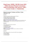 Final Exam&colon; NR509 &sol; NR 509 &lpar;Latest 2025 &sol; 2026&rpar; Advanced Physical Assessment &vert; Study Set Questions with Answers &vert; 100&percnt; Correct &vert; Grade A - Chamberlain