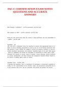 FAC-C CERTIFICATION EXAM NOTES QUESTIONS AND ACCURATE ANSWERS