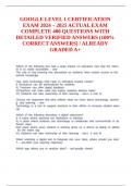 GOOGLE LEVEL 1 CERTIFICATION EXAM 2024 &ndash; 2025 ACTUAL EXAM COMPLETE 400 QUESTIONS WITH DETAILED VERIFIED ANSWERS &lpar;100&percnt; CORRECT ANSWERS&rpar; &sol; ALREADY GRADED A&plus;
