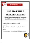 Exam 2 NSG 526 &lpar;Exam&comma; Study Guide & Review&rpar; &ndash; Clinical Modalities Adv&period; Psych &ndash; Wilkes