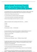 Mental Health Technician Practice Exam 1 Test Questions With 100&percnt; Solved Solutions &lpar;2025-2026&rpar; Updated&period;