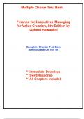 Multiple Choice Test Bank for Finance for Executives Managing for Value Creation&comma; 8th Edition by  Hawawini  &lpar;All Chapters included&rpar;